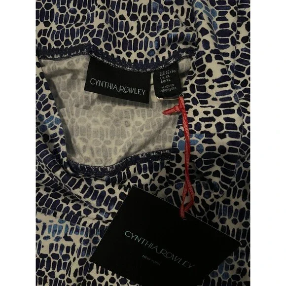 Cynthia Rowley Womens Blue geometric pattern fold down pullon soft skirt size XL - Picture 3 of 3